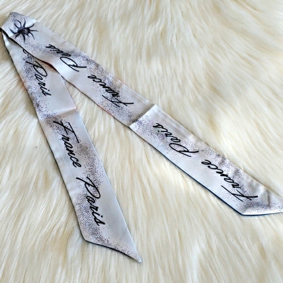 New France Paris Silk Skinny Scarf Twilly - Picture 4 of 4